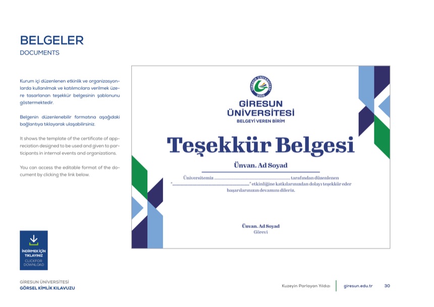 Katılım ve başarı belgeleri