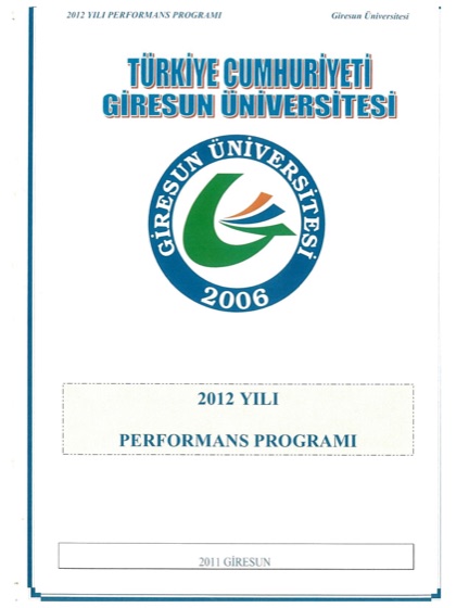2012 Yılı Performans Programı kapağı
