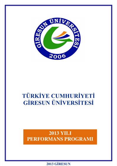 2013 Yılı Performans Programı kapağı