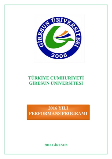 2016 Yılı Performans Programı kapağı